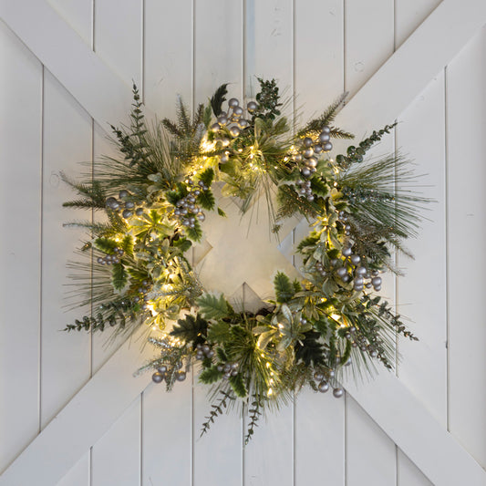 Mistletoe & Holly Wreath 65cm