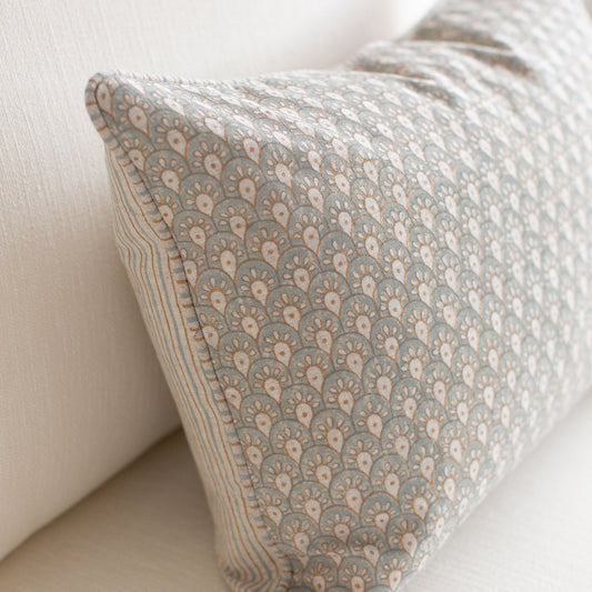 Calico Savile Cushion Antique Blue Gold