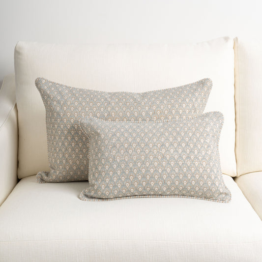 Calico Savile Cushion Antique Blue Gold