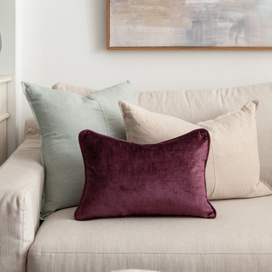 Crushed Velvet Cushion Damson