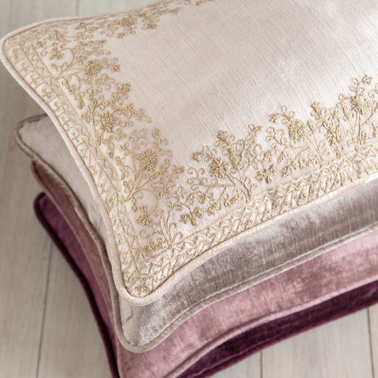Crushed Velvet Embroidery Cushion Dusk