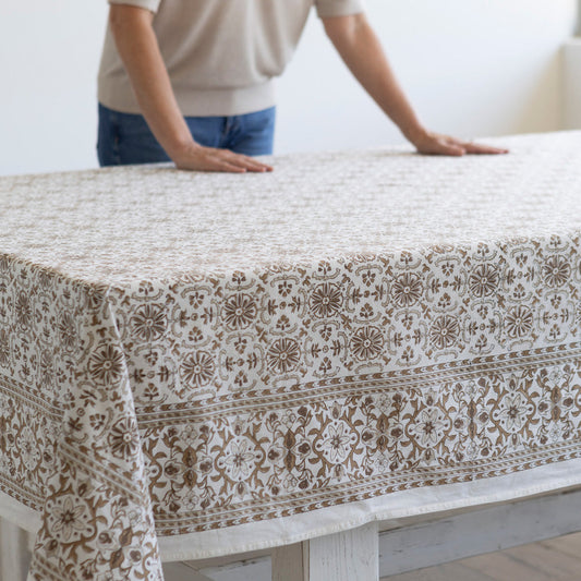 Hazel Block Printed Tablecloth