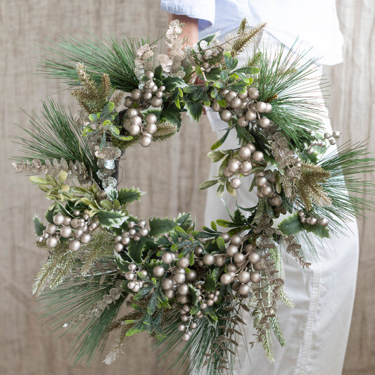 Mistletoe & Holly Wreath 65cm
