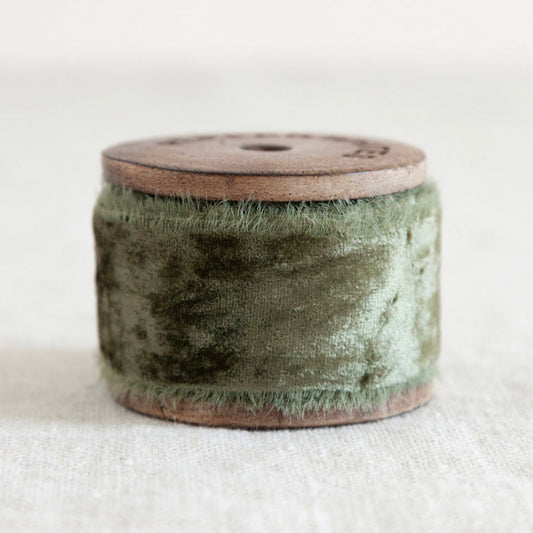 Silk Velvet Ribbon Winter Green